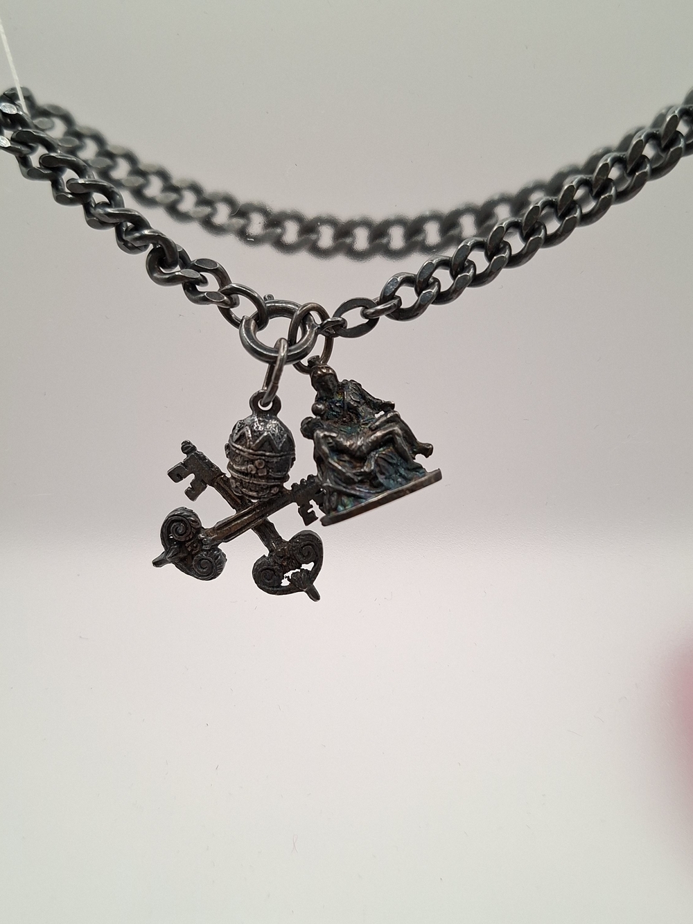 800 Silver Papal Keys Charm Bracelet - Rare